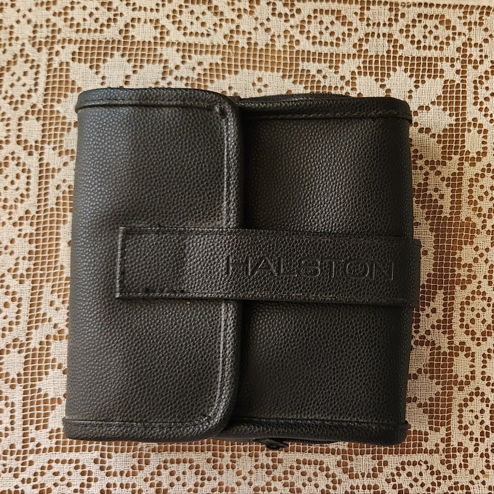 Halston Heritage Travel/Toiletry Wallet ~ Black Pebbled Faux Leather